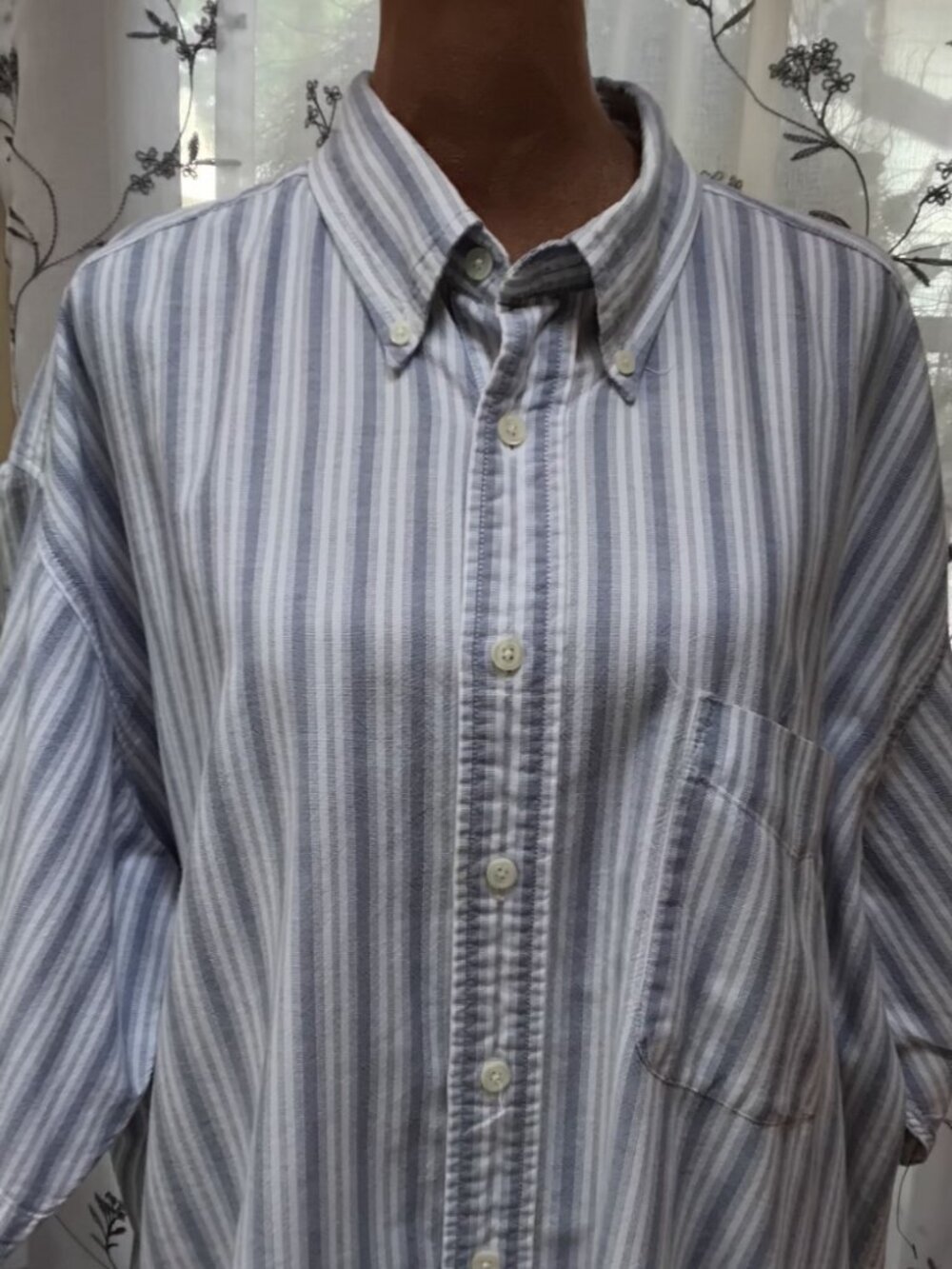 Dockers Relaxed Fit Blue/White Striped Shirt Size XLT